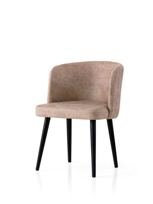 Hanah Home 4201 V4 Conjunto de Sillas 4 Piezas Negro y Beige con Estructura de Hierro y Patas de Haya